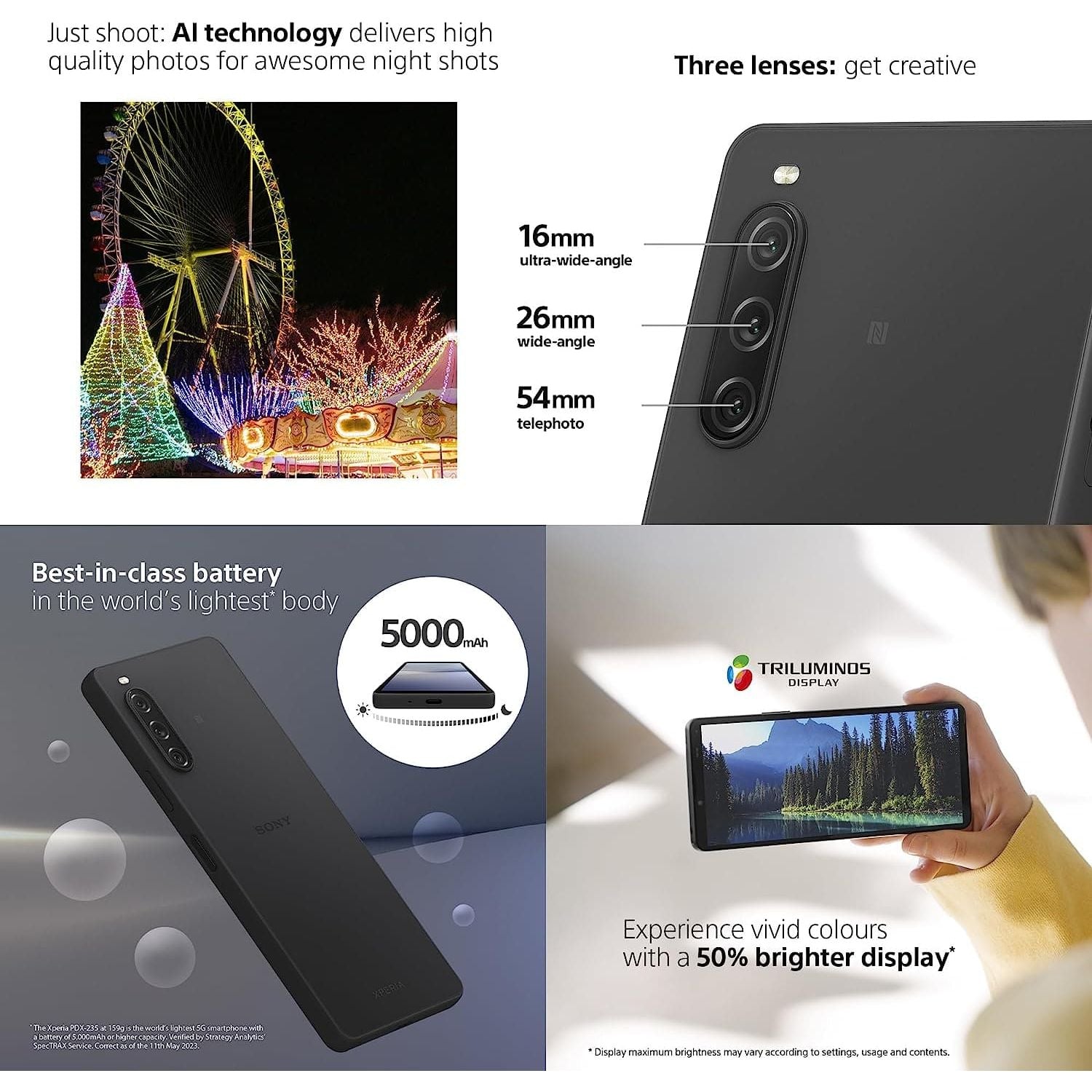 Buy Sony,Sony Xperia 10 V 128GB Storage 6GB RAM Dual SIM - Black - Gadcet.com | UK | London | Scotland | Wales| Ireland | Near Me | Cheap | Pay In 3 | Mobile Phones